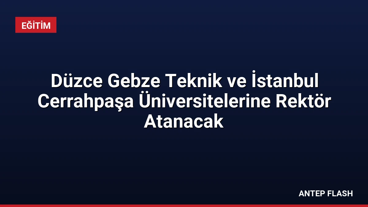 Düzce Gebze Teknik ve İstanbul Cerrahpaşa Üniversitelerine Rektör Atanacak