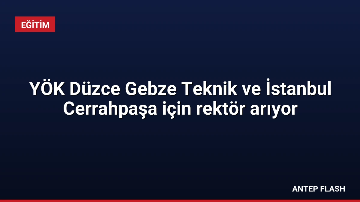 YÖK Düzce Gebze Teknik ve İstanbul Cerrahpaşa için rektör arıyor