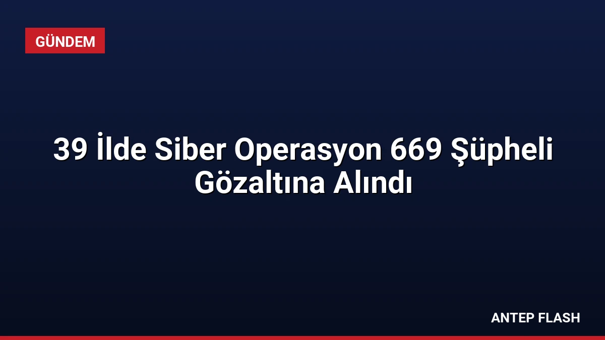 39 İlde Siber Operasyon 669 Şüpheli Gözaltına Alındı