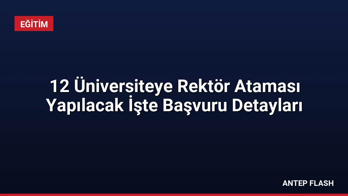 12 Üniversiteye Rektör Ataması Yapılacak İşte Başvuru Detayları