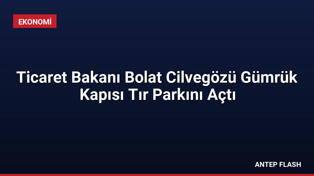 Ticaret Bakanı Bolat Cilvegözü Gümrük Kapısı Tır Parkını Açtı