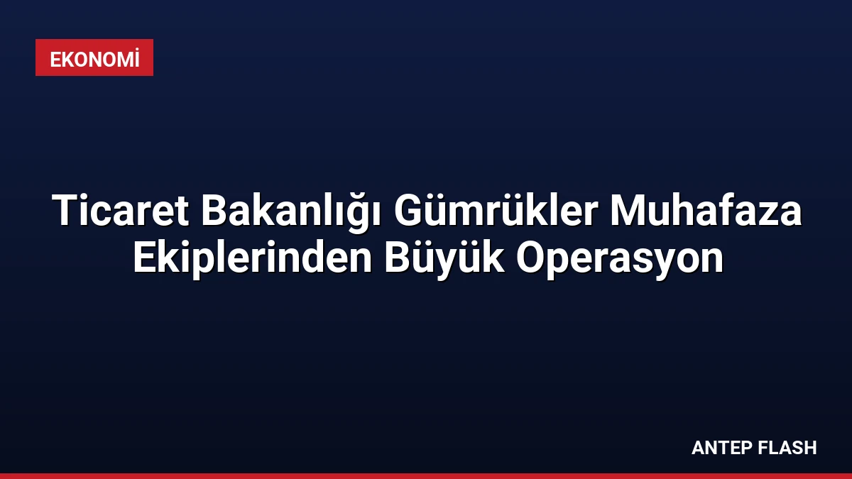 Ticaret Bakanlığı Gümrükler Muhafaza Ekiplerinden Büyük Operasyon