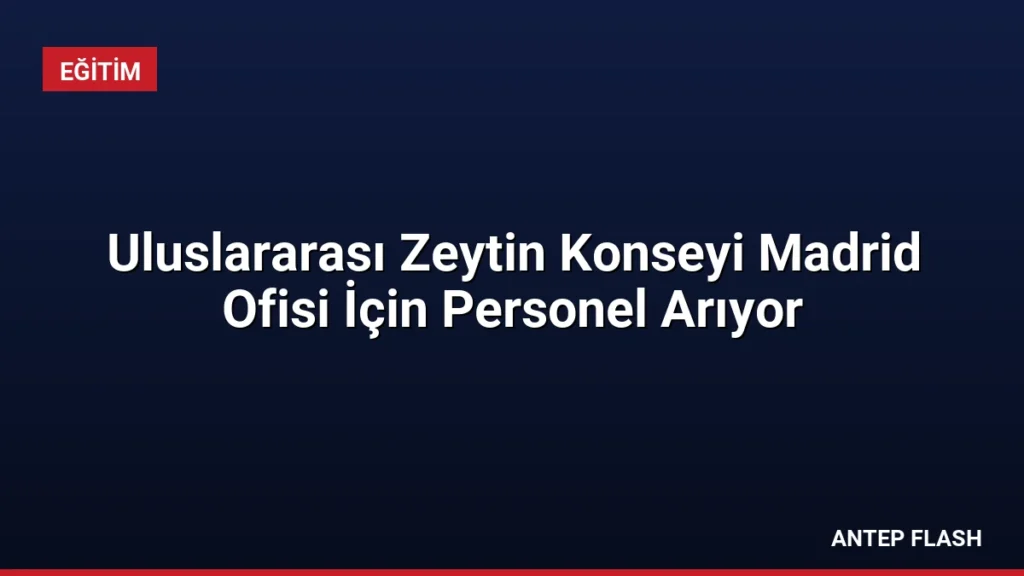 Uluslararası Zeytin Konseyi Madrid Ofisi İçin Personel Arıyor