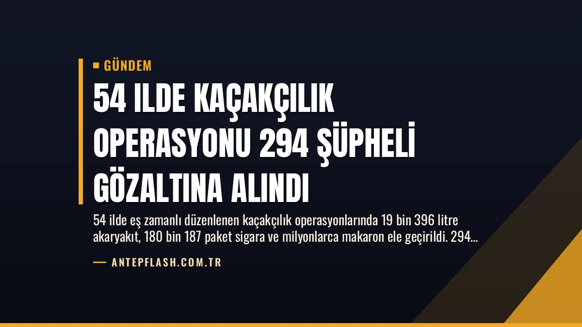 54 Ilde Kaçakçılık Operasyonu 294 Şüpheli Gözaltına Alındı